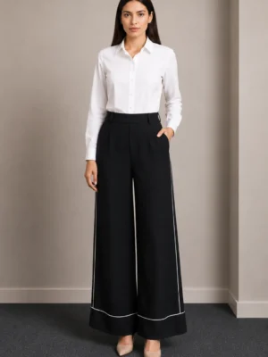 Celana Kulot Hitam List Putih