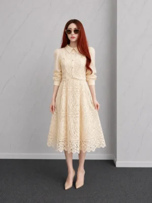 Elegant Lace Midi Dress