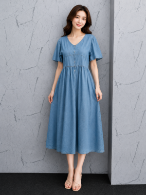 Dress Denim Biru Muda