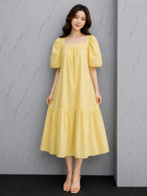 Dress Kuning Pastel Longgar