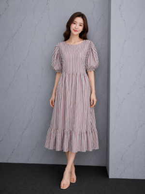 Dress Panjang Krem Minimalis
