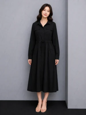 Dress Puff Sleeve Hitam
