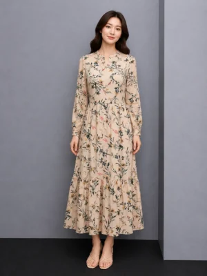 Dress Kemeja Garis Abu