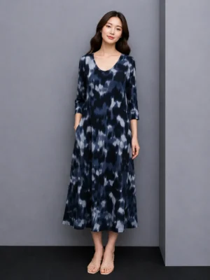 Dress Tie Dye Navy Modern