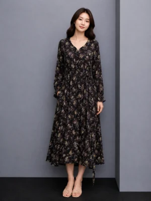 Dress Floral Noir Premium