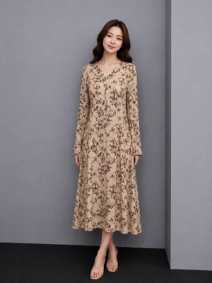 Dress Floral Beige Anggun