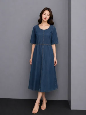 Classic Denim Midi Dress