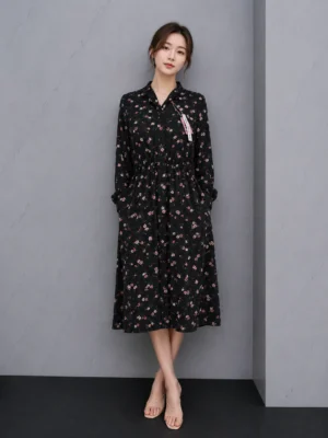 Vintage Floral Shirt Dress