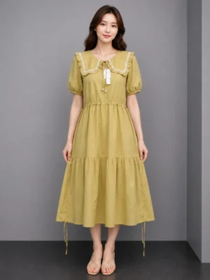 Dress Kerah Sailor Mustard