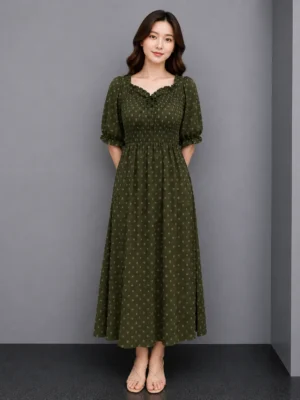 Dress Motif Olive Vintage