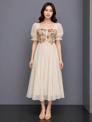 Dress Floral Bustier Vintage