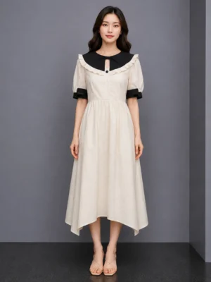 Dress Sailor Collar Monokrom