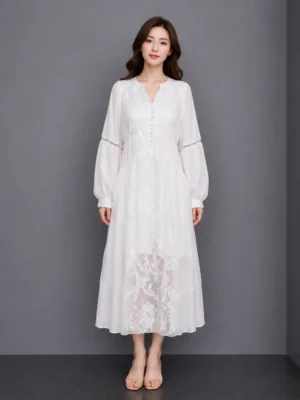 Dress Bordir Putih Klasik