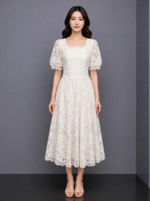 Dress Renda Putih Elegan