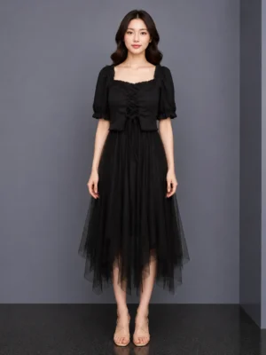 Dress Tulle Hitam Romantis