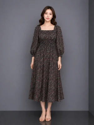 Dress Floral Hitam Manis