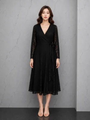 Dress Wrap Lace Hitam