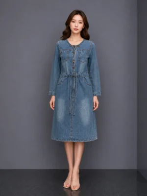 Dress Denim Casual Belted