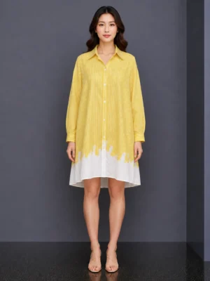 Dres Kemeja Garis Abu-Abu