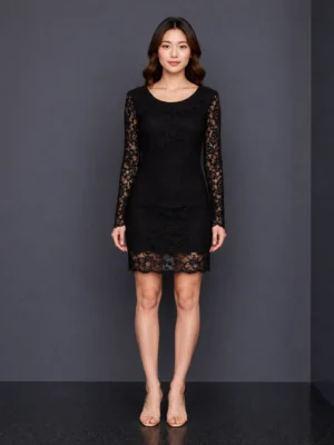 Dres Pendek Renda Elegan Hitam