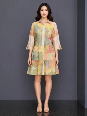Dres Pendek Motif Pastel Artistik