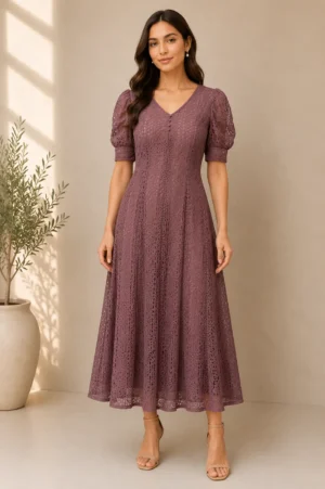 Dress Panjang Puff Sleeve Sage