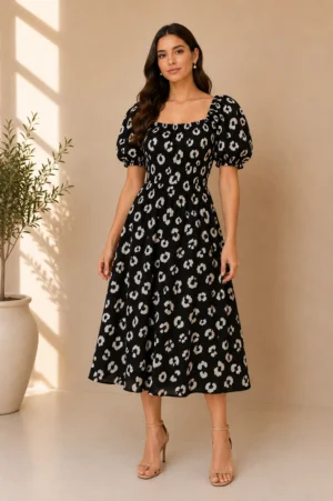 Dress Panjang Kerah Mutiara Putih