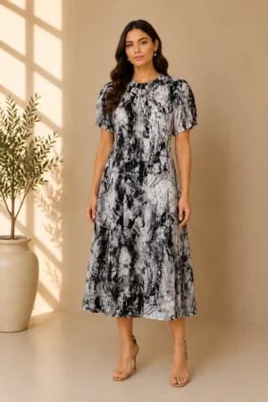 Dress Panjang Tropical Floral Hitam