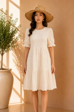 Dress Cream Eyelet Babydoll