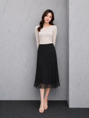 Rok Panjang Chiffon Hitam