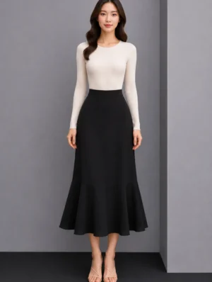 Rok Panjang Mermaid Hitam