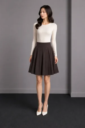 Rok Pendek Lipit Cokelat