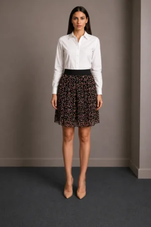 Rok Pendek Floral Hitam Pink