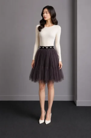 Rok Tulle Pendek Abu Gelap