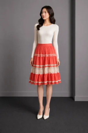 Rok Midi Koral Renda