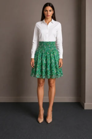 Rok Pendek Floral Hijau