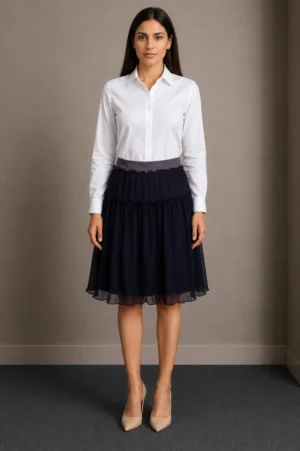 Rok Midi Chiffon Navy