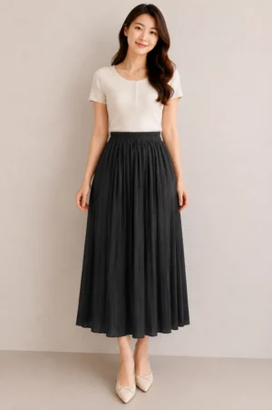 Rok Polkadot Hitam Putih