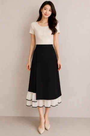 Rok Plisket Hitam Elegan
